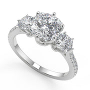 Anahi 3 Stone French Pave Cushion Cut Diamond Engagement Ring - Nivetta